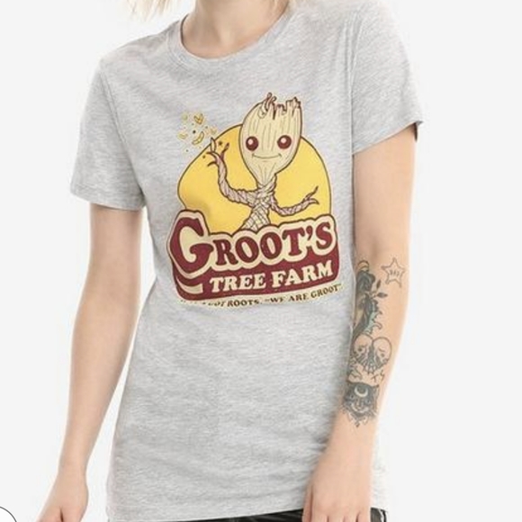 Mighty Fine Marvel Guardians of the Galaxy Groot Women's Crewneck Tee Shirt M - Picture 1 of 5